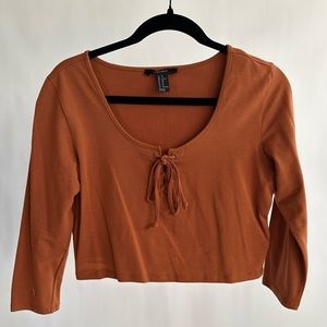 Forever21 Front Tie Rust Orange 3/4 Sleeve Top